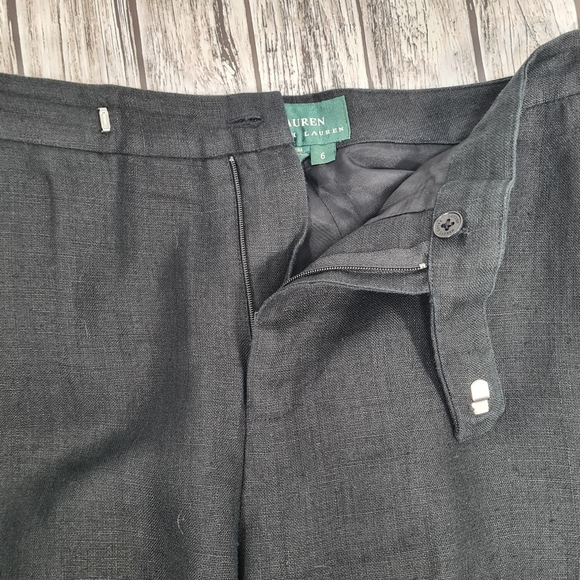 Vintage Lauren Ralph Lauren LRL Black 100% Linen Pants Flat Front Women's Size 6 - Picture 6 of 9